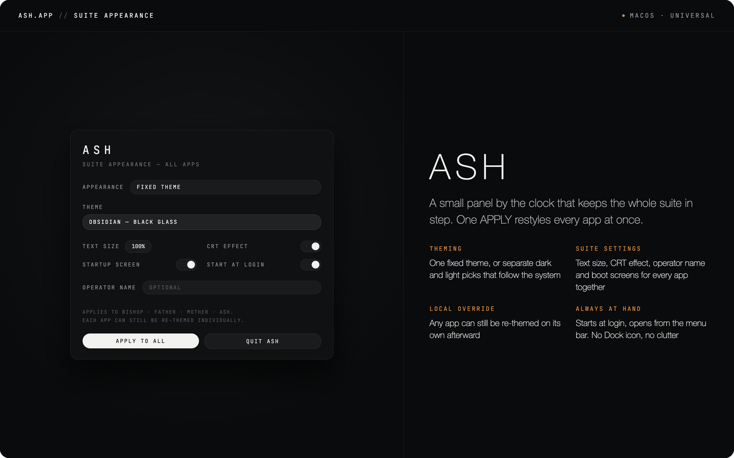 ASH — Suite Control