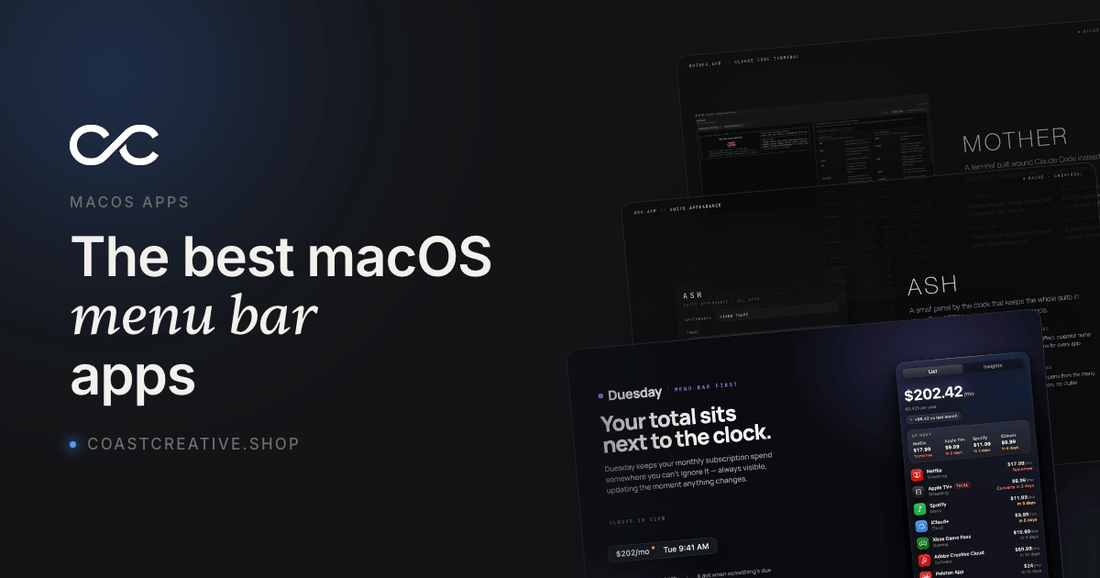 The Best macOS Menu Bar Apps for 2026 showcased with sleek designs and functionalities.