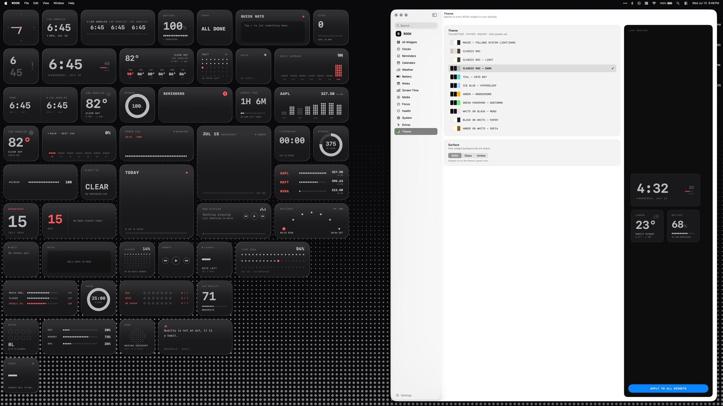Rook Widgets for MacOS