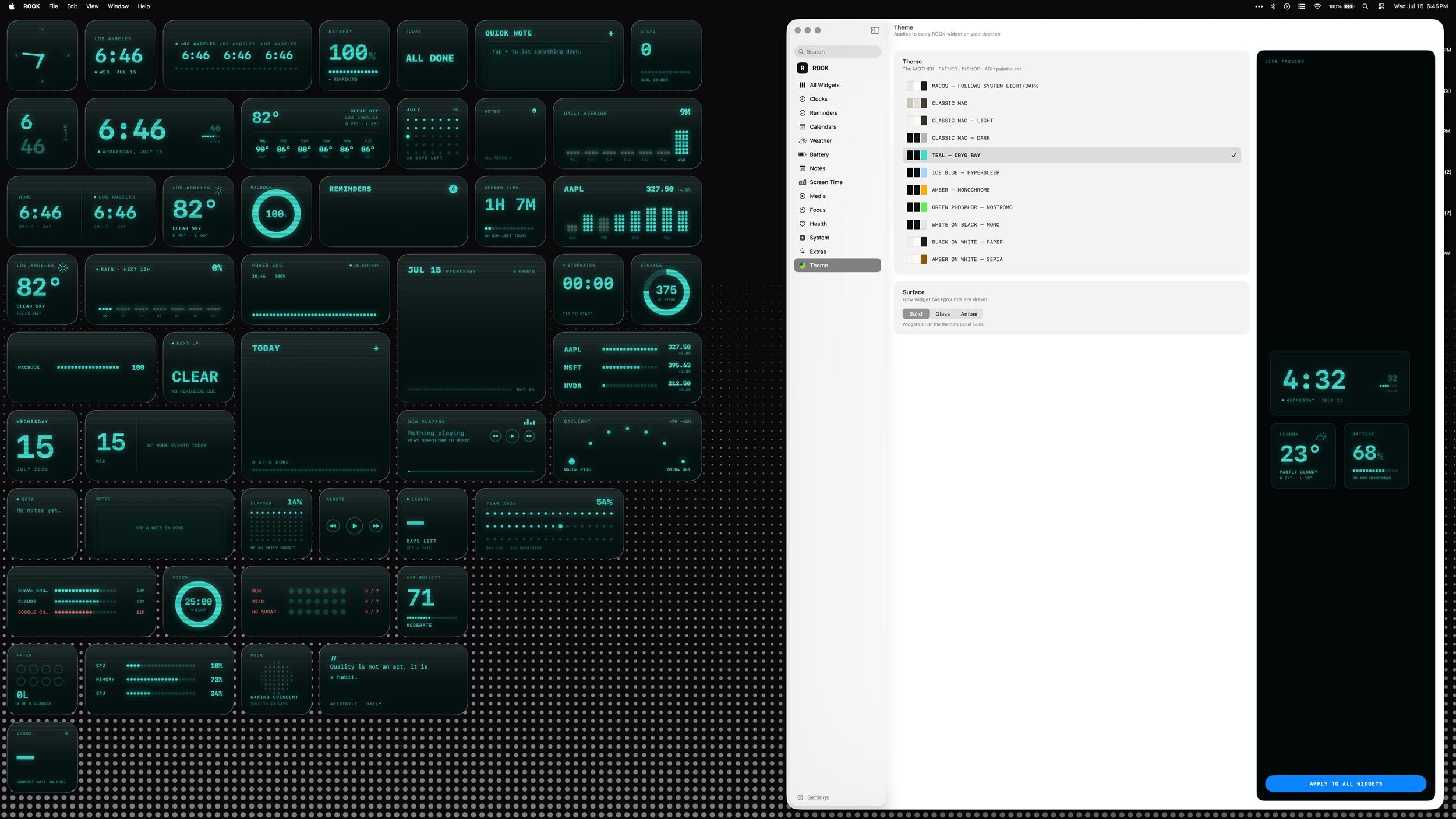 Rook Widgets for MacOS